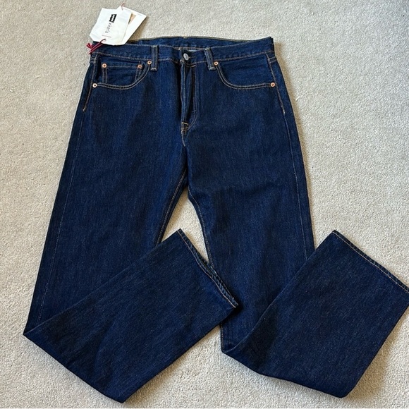 NWT Levi's x Karla 501 Dark Indigo Wash Red Vinyl Back Pocket Unisex Fit 32x32 - Picture 5 of 9